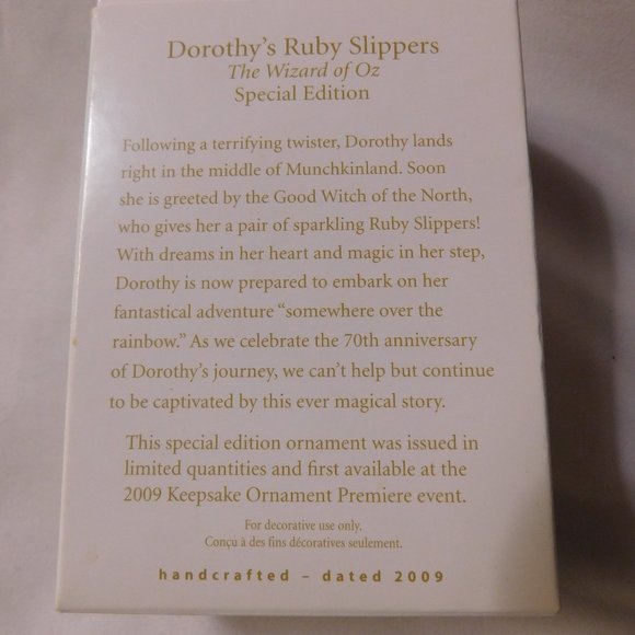 Hallmark Ornament Dorothy's Ruby Slippers Wizard of Oz 2009 Special Edition - Picture 2 of 6